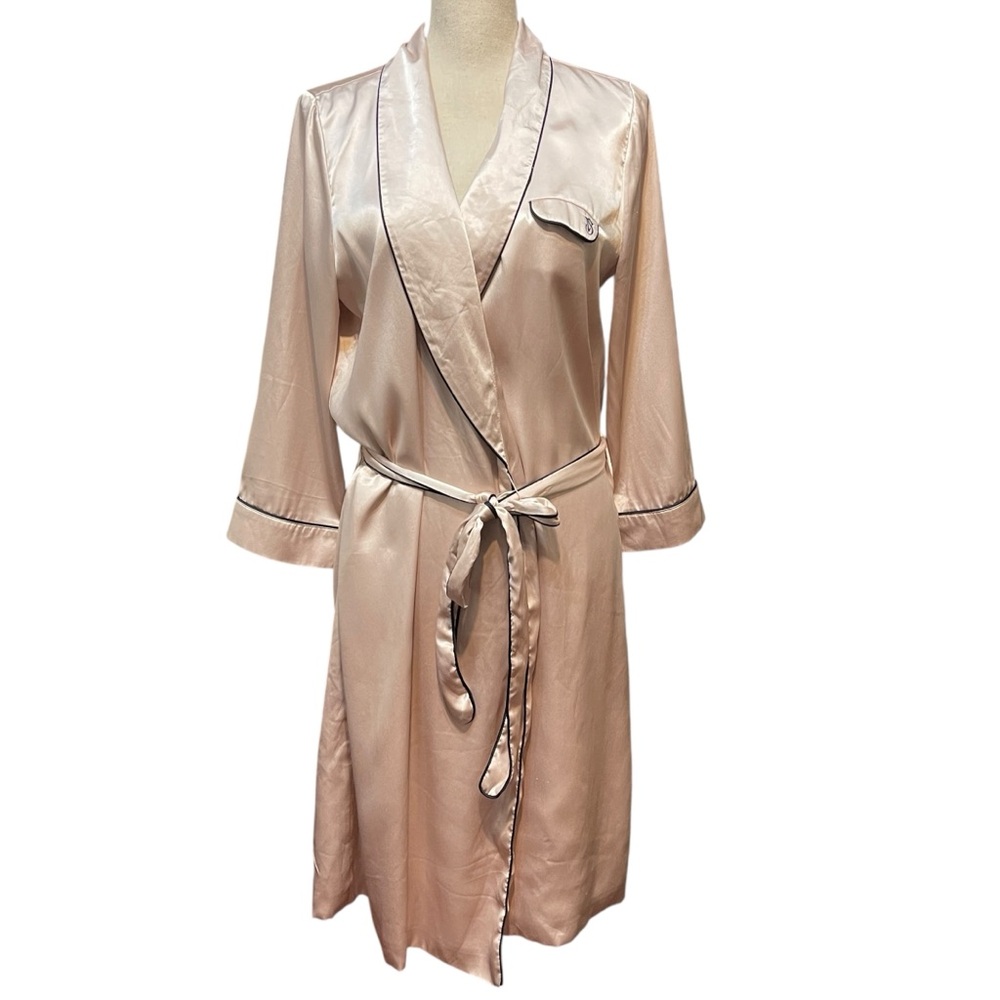 Victoria's Secret Light Pink Satin Midi Length Pocket Front Sexy Dressing Robe L